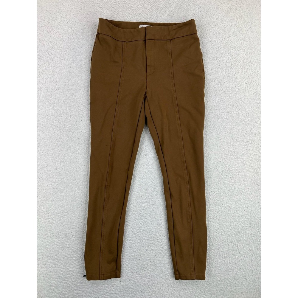Anthropologie The Essential Slim Pants Womens 4 Brown Ponte Skinny Ankle Zip